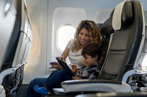 Passengers with tablet