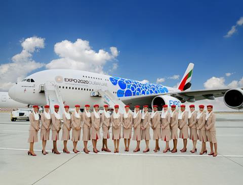 Emirates A380 with cabin crew