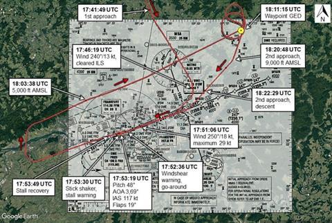 LATAM 767 incident map-c-Google Earth amended by BFU