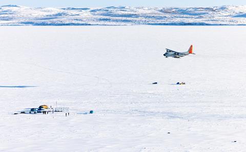 LC-130 landing Parsons Lake, Northwest Territories, Canada