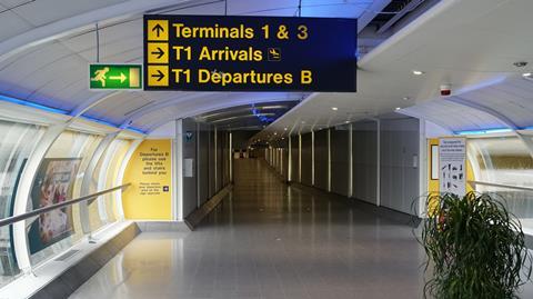 Manchester Airport terminal 1 and 3 sign