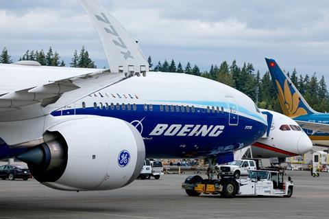 Boeing flight-test 777-9 (N779XW) at Everett on 26 June 2024