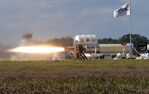 X-60A hot fire test conducted at Cecil Spaceport in Jacksonville Florida - Credit USAF