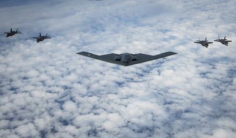 F-35s with B-2 c USAF