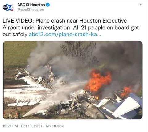 MD-87 crash Houston 101921 ABC13 Houston Twitter