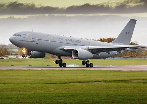 RAF Voyager SAF flight landing