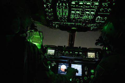 C-17 cockpit at night c USAF