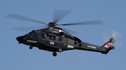 H175M arrival at Farnborough airshow - Day 1