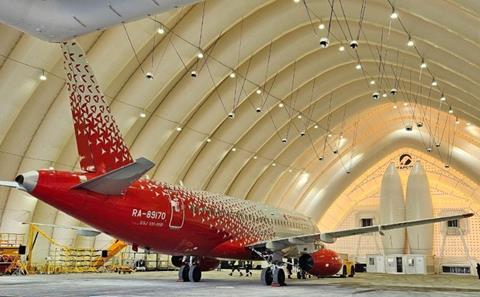 Inflatable hangar interior-c-United Aircraft