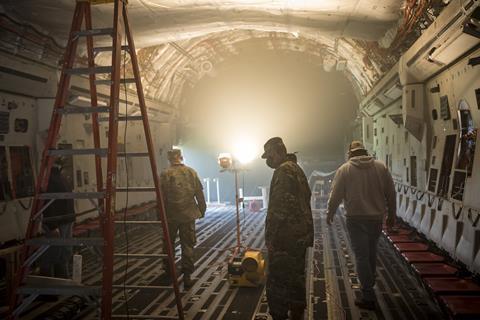 AFRL heating a C-17 in experiment to see if temperature could be raised to coronavirus-killing level