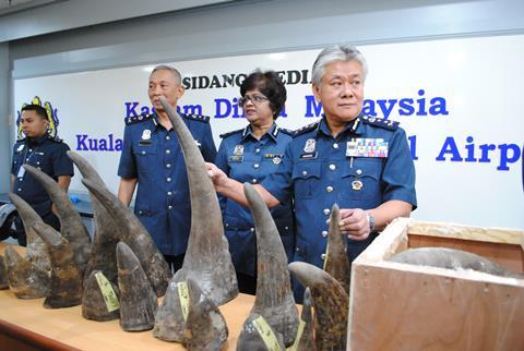 Seized Rhino horn Kuala Lumpur