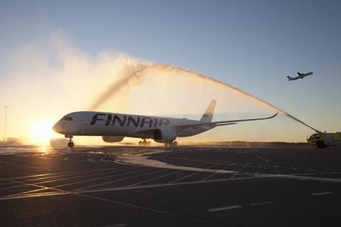 Finnair Airbus A350 XWB arriving in Finland