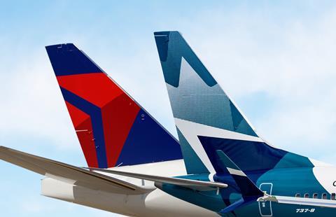 WestJet and Delta tails