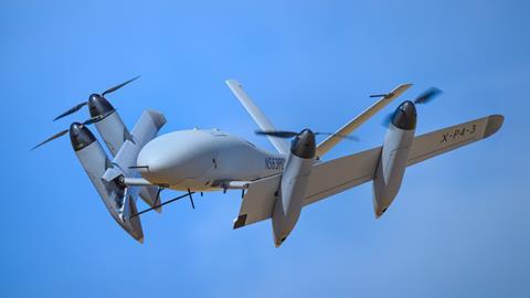 PteroDynamics is participating in the US Navy's Blue Water Maritime Logistics UAS effort with its Transwing X-P4 UAS