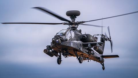 US Army AH-64DE Apache attack helicopter c US Army