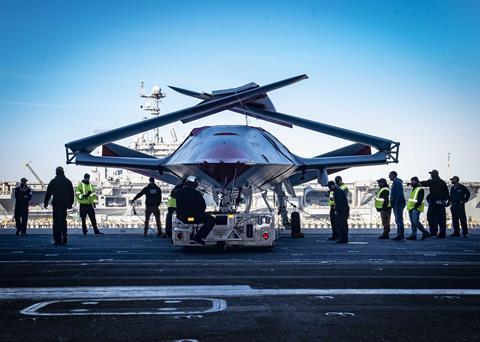 MQ-25A aboard the USS George HW Bush 2 c NAVAIR