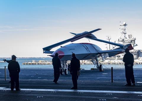 MQ-25A aboard the USS George HW Bush c NAVAIR