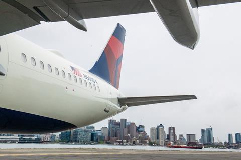 Delta Air Lines' first A321neo, at Boston