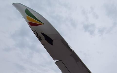 Ethiopian A350 wing damage 2-c-SACAA