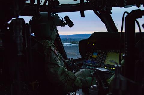 UH-60 pilot with night vision c US Army