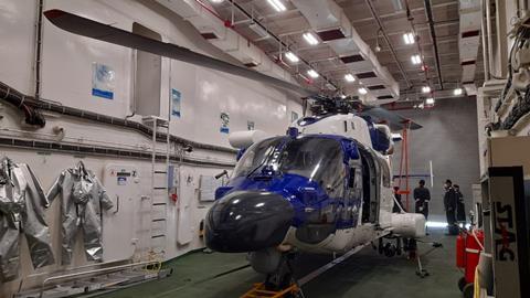 ALH Mk III inside hangar on deck