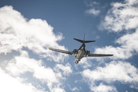 B-1B Lancer takes off from Ørland Air Force Station Norway c USAF