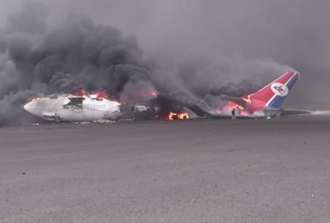 Yemenia A330 Burning-C-Via Twitter