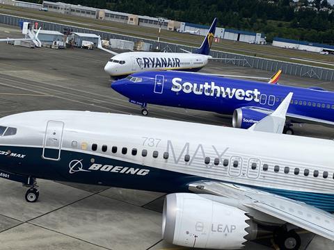 737 Max at Boeing Field in Seattle on 14 June 2022