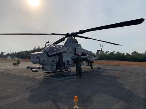 USMC Bell AH-1Z Viper used for JAGM tests against ships c USMC