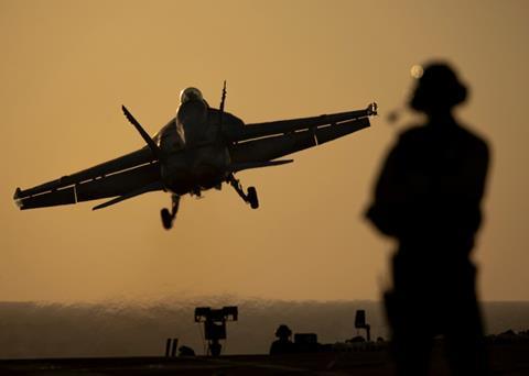 Super Hornet launches from USS Gerald Ford in September 2023