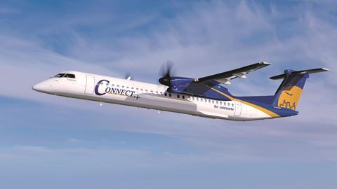 A rendering of a Connect Airlines Dash 8-400
