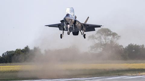 F-35B landing vertically