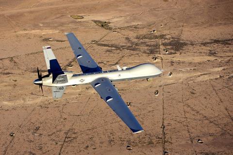 MQ-9 Reaper flies a training mission over the Nevada Test and Training Range Credit USAF - 5