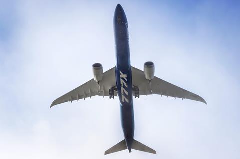 Boeing 777X 777-9 first flight Belly