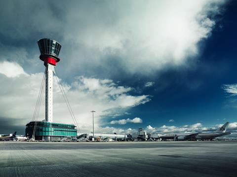 Heathrow airport generic with American Airlines