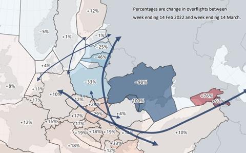 Russian aircraft ban and airspace closures redraw European