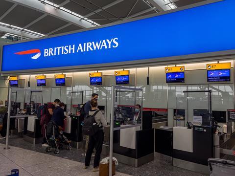 British Airways check-in at Heathrow counter
