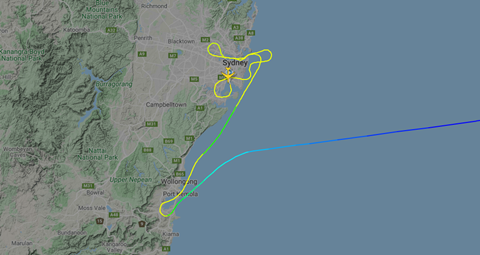 QF7474 flightpath