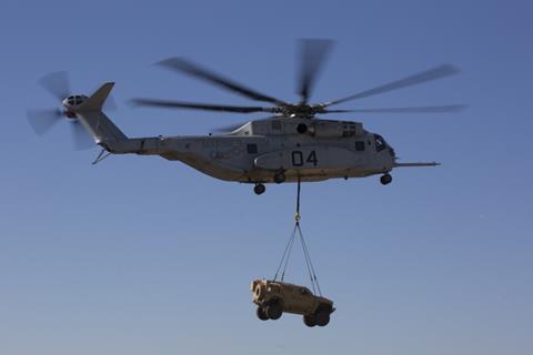 CH-53K King Stallion lifts a Joint Light Tactical Vehicle