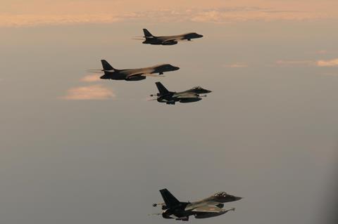 B-1B with F-2s