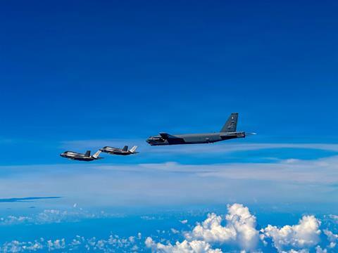 F-35s escort B-52