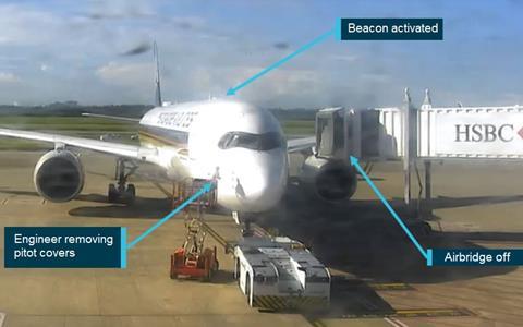 SIA A350 pitot incident pushback-c-ATSB