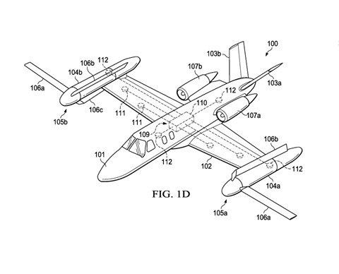 Diagram from Active sail blade application c Bell and US Patent & Trademark Office