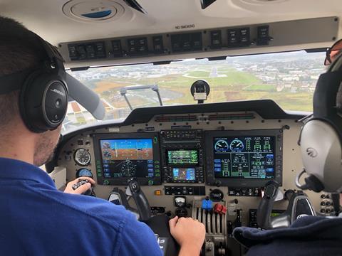 Tayside Aviation student in cockpit