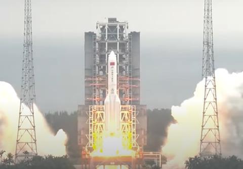 Long March 5B Tianhe launch-c-CCTV via YouTube