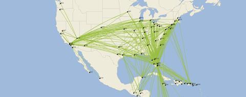 Spirit Airlines routes in February 2022