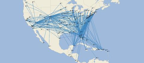 Frontier Airlines routes in February 2022