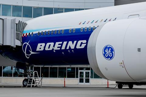 Boeing flight-test 777-9 (N779XW) at Everett on 26 June 2024
