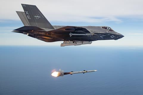 First live-fire test of an AIM-120 missile released from operational F-35