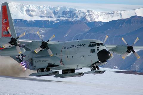 LC-130 JATO takeoff antarctica